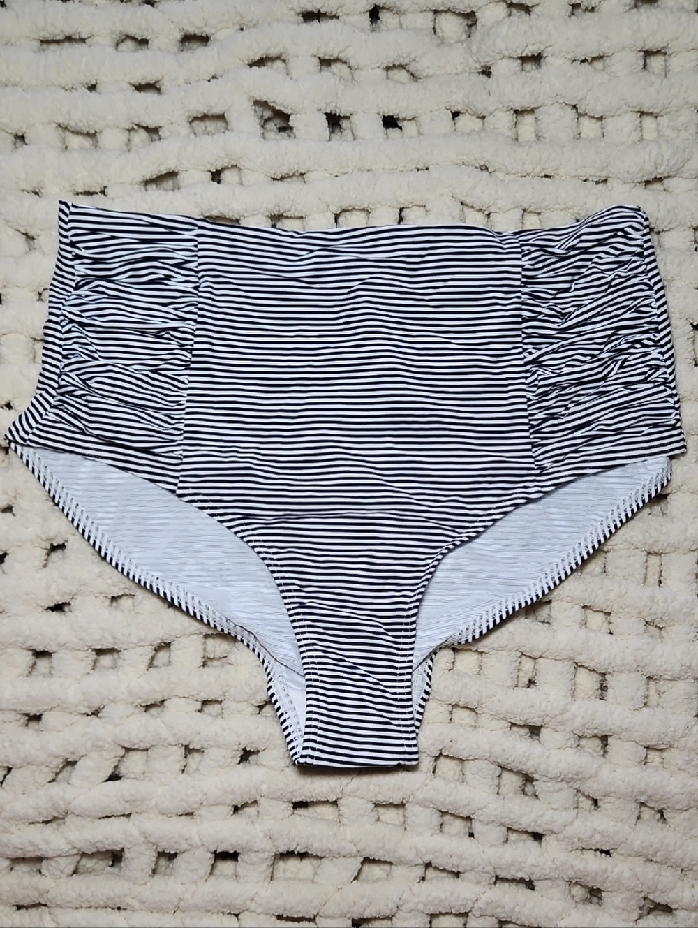 Sea Level Swim Australia Positano Stripe  High Waist Gathered Bikini Bottom New